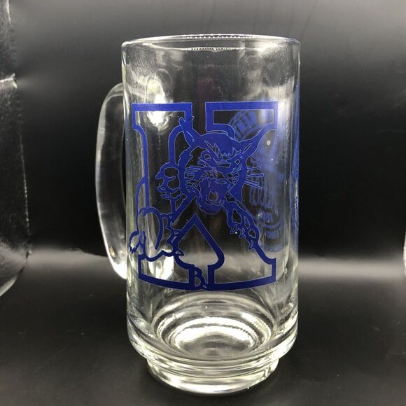 VINTAGE University Of Kentucky UK Wildcats Logo Glass Mug Beer Stein - Picture 3 of 4